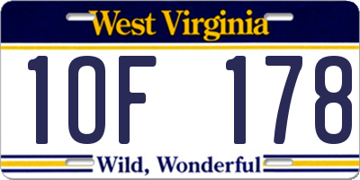 WV license plate 1OF178