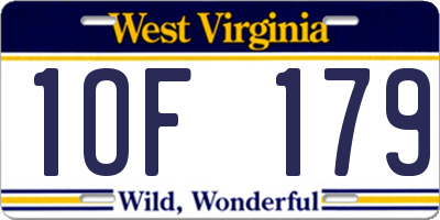 WV license plate 1OF179