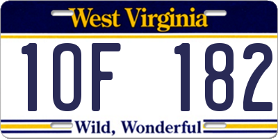 WV license plate 1OF182