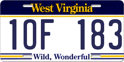 WV license plate 1OF183