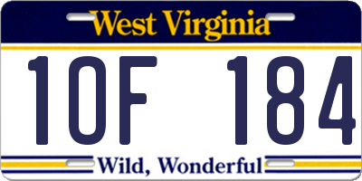 WV license plate 1OF184