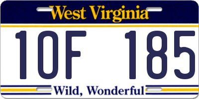 WV license plate 1OF185