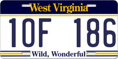 WV license plate 1OF186