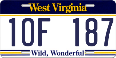 WV license plate 1OF187
