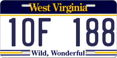 WV license plate 1OF188