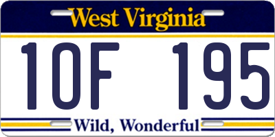 WV license plate 1OF195