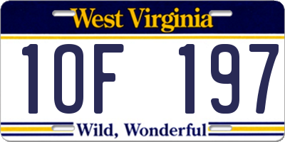 WV license plate 1OF197