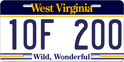 WV license plate 1OF200