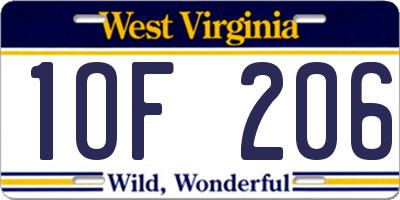 WV license plate 1OF206