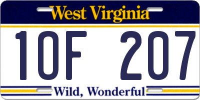 WV license plate 1OF207