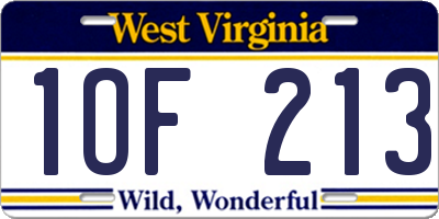 WV license plate 1OF213