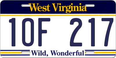 WV license plate 1OF217
