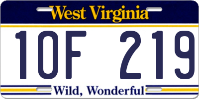 WV license plate 1OF219
