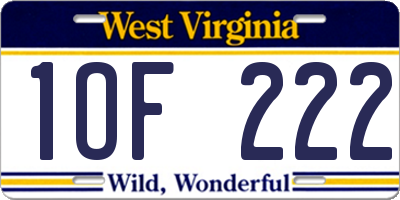 WV license plate 1OF222
