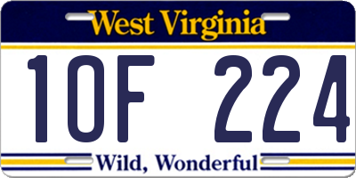 WV license plate 1OF224