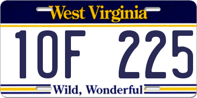 WV license plate 1OF225