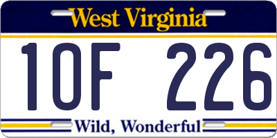 WV license plate 1OF226