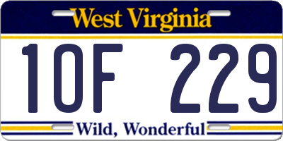 WV license plate 1OF229