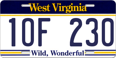 WV license plate 1OF230