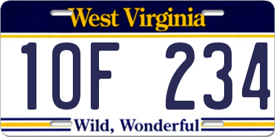 WV license plate 1OF234