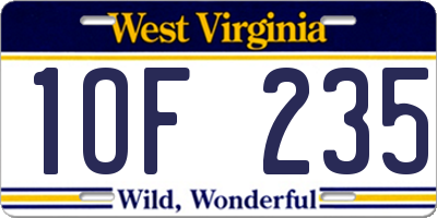 WV license plate 1OF235