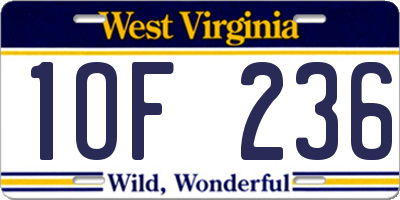 WV license plate 1OF236