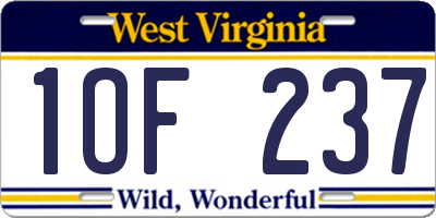 WV license plate 1OF237