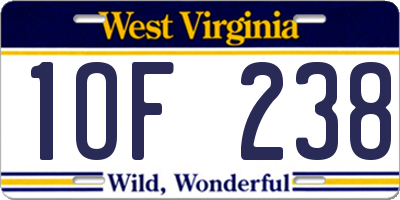 WV license plate 1OF238