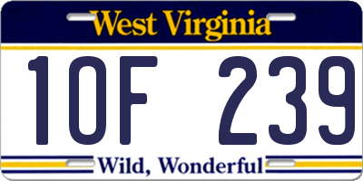 WV license plate 1OF239