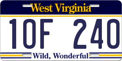 WV license plate 1OF240