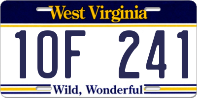 WV license plate 1OF241