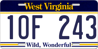 WV license plate 1OF243