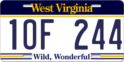 WV license plate 1OF244