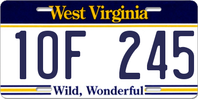 WV license plate 1OF245