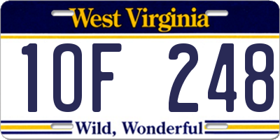 WV license plate 1OF248