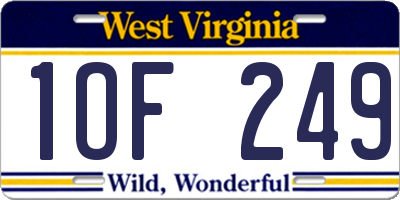 WV license plate 1OF249