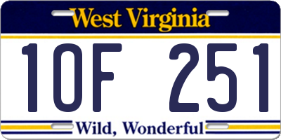 WV license plate 1OF251