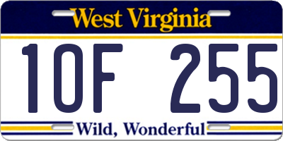 WV license plate 1OF255