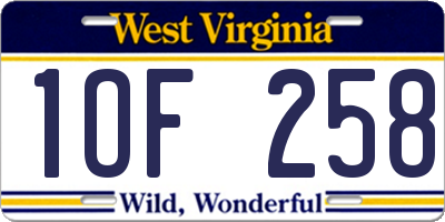 WV license plate 1OF258