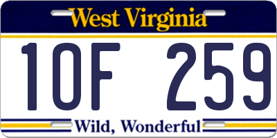 WV license plate 1OF259