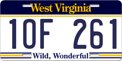 WV license plate 1OF261