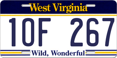WV license plate 1OF267