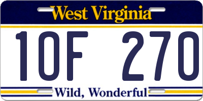 WV license plate 1OF270