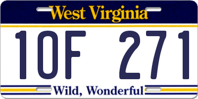 WV license plate 1OF271