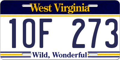 WV license plate 1OF273