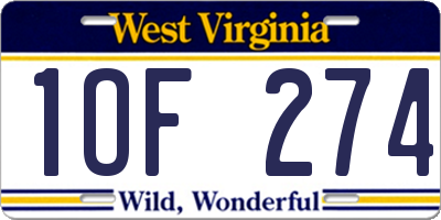 WV license plate 1OF274
