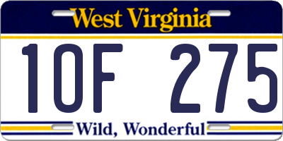 WV license plate 1OF275