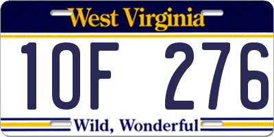 WV license plate 1OF276