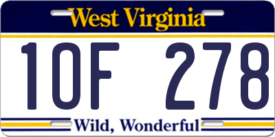 WV license plate 1OF278