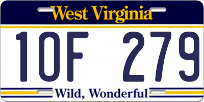 WV license plate 1OF279